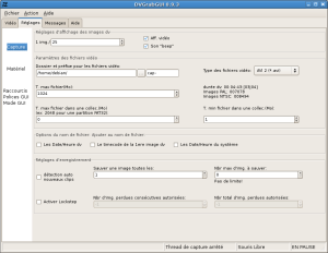 Fenêtre de Réglages Capture
